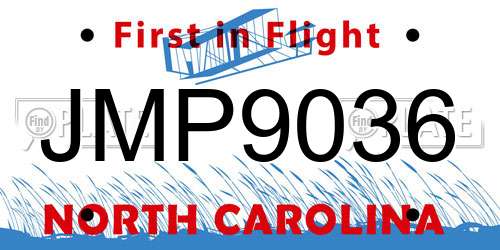 JMP9036 North Carolina License Plate