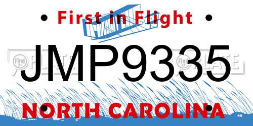 JMP9335 North Carolina License Plate