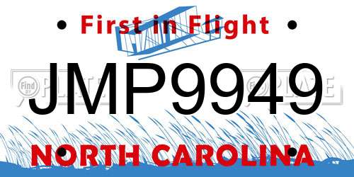 JMP9949 North Carolina License Plate