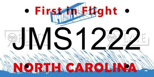 JMS1222 North Carolina License Plate