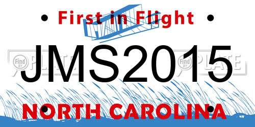JMS2015 North Carolina License Plate