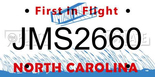 JMS2660 North Carolina License Plate