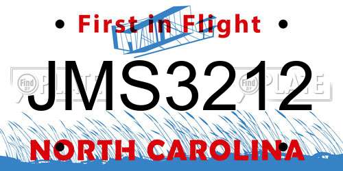 JMS3212 North Carolina License Plate