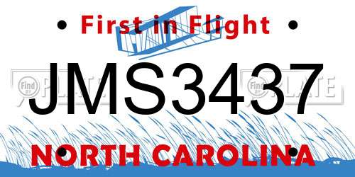 JMS3437 North Carolina License Plate