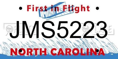 JMS5223 North Carolina License Plate