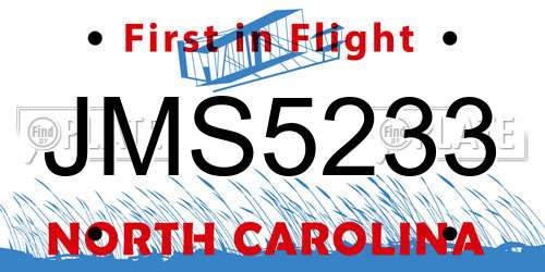 JMS5233 North Carolina License Plate