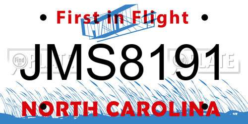 JMS8191 North Carolina License Plate