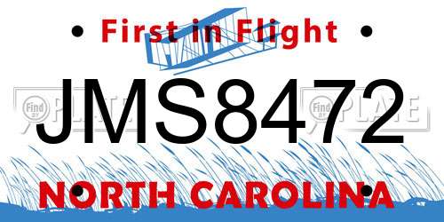 JMS8472 North Carolina License Plate