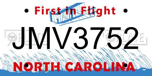 JMV3752 North Carolina License Plate