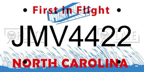 JMV4422 North Carolina License Plate