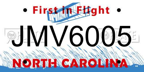 JMV6005 North Carolina License Plate