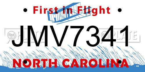 JMV7341 North Carolina License Plate