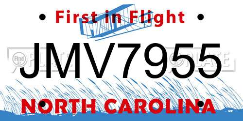 JMV7955 North Carolina License Plate