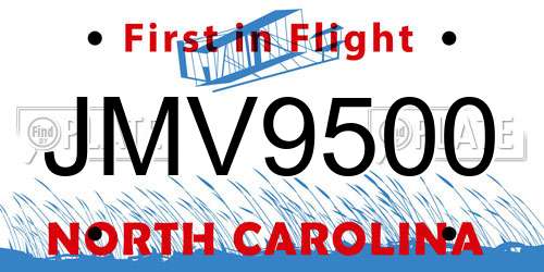 JMV9500 North Carolina License Plate