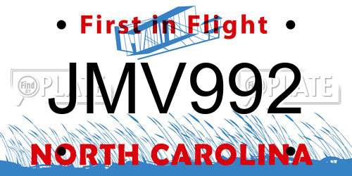 JMV992 North Carolina License Plate