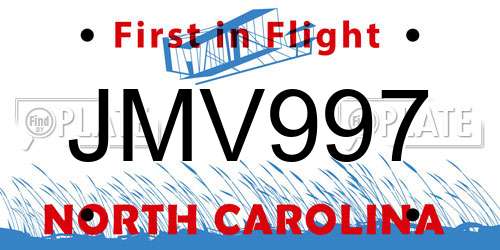 JMV997 North Carolina License Plate