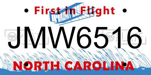 JMW6516 North Carolina License Plate