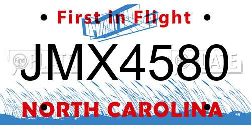 JMX4580 North Carolina License Plate