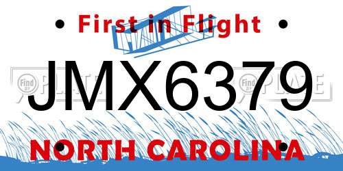 JMX6379 North Carolina License Plate