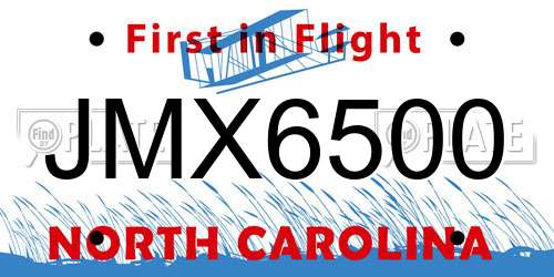JMX6500 North Carolina License Plate