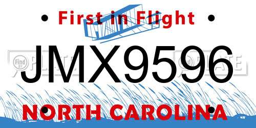 JMX9596 North Carolina License Plate