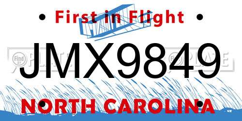 JMX9849 North Carolina License Plate