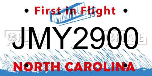 JMY2900 North Carolina License Plate