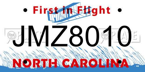 JMZ8010 North Carolina License Plate