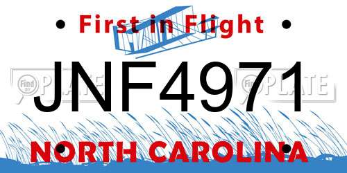 JNF4971 North Carolina License Plate