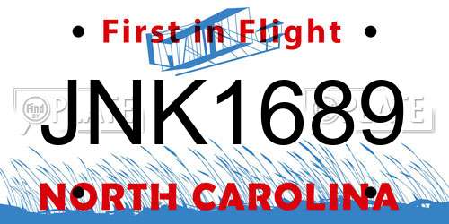 JNK1689 North Carolina License Plate