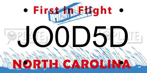JO0D5D North Carolina License Plate