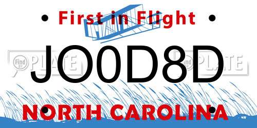 JO0D8D North Carolina License Plate
