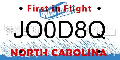 JO0D8Q North Carolina License Plate