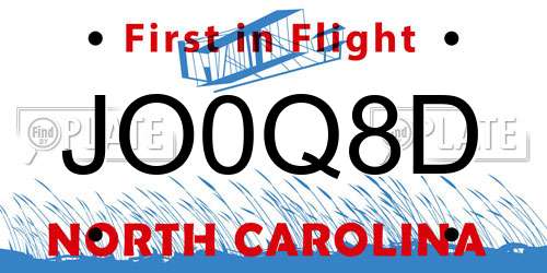 JO0Q8D North Carolina License Plate