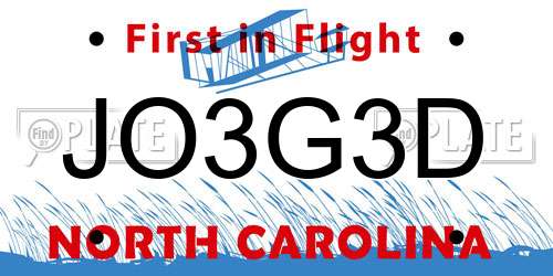 JO3G3D North Carolina License Plate