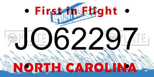 JO62297 North Carolina License Plate