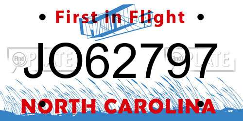 JO62797 North Carolina License Plate