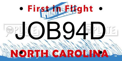 JOB94D North Carolina License Plate