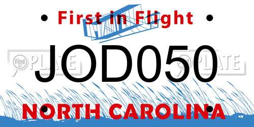 JOD050 North Carolina License Plate