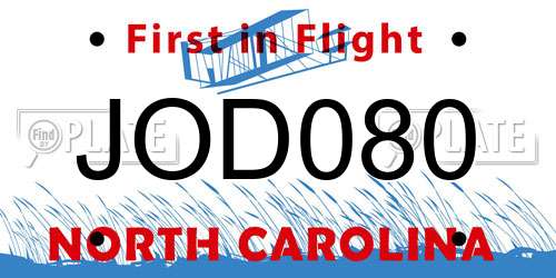JOD080 North Carolina License Plate