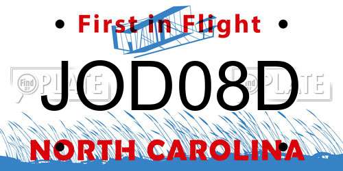 JOD08D North Carolina License Plate