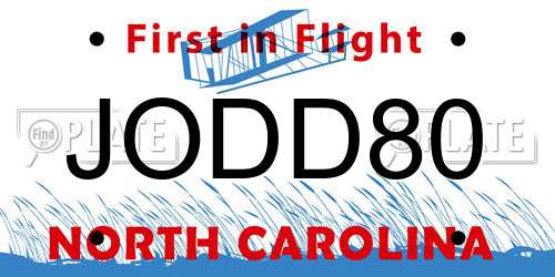JODD80 North Carolina License Plate