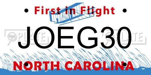 JOEG30 North Carolina License Plate