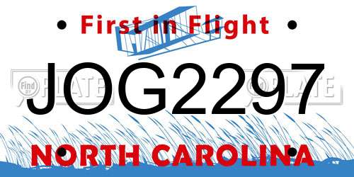 JOG2297 North Carolina License Plate