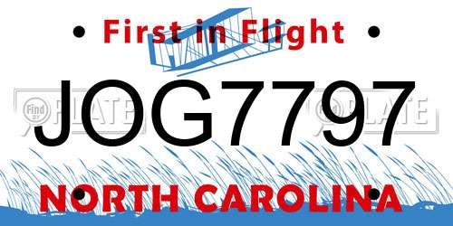 JOG7797 North Carolina License Plate