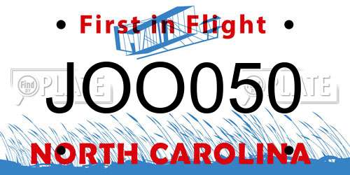 JOO050 North Carolina License Plate