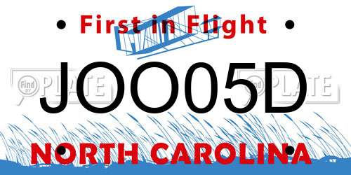 JOO05D North Carolina License Plate