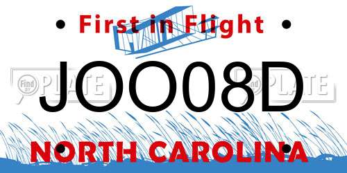 JOO08D North Carolina License Plate