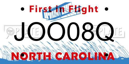 JOO08Q North Carolina License Plate