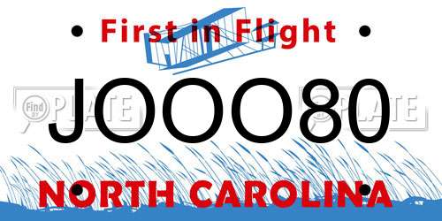 JOOO80 North Carolina License Plate
